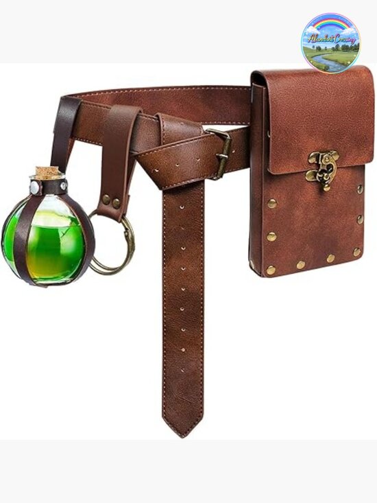 Leather Steampunk Belt Pouch Waist Bag with Belt